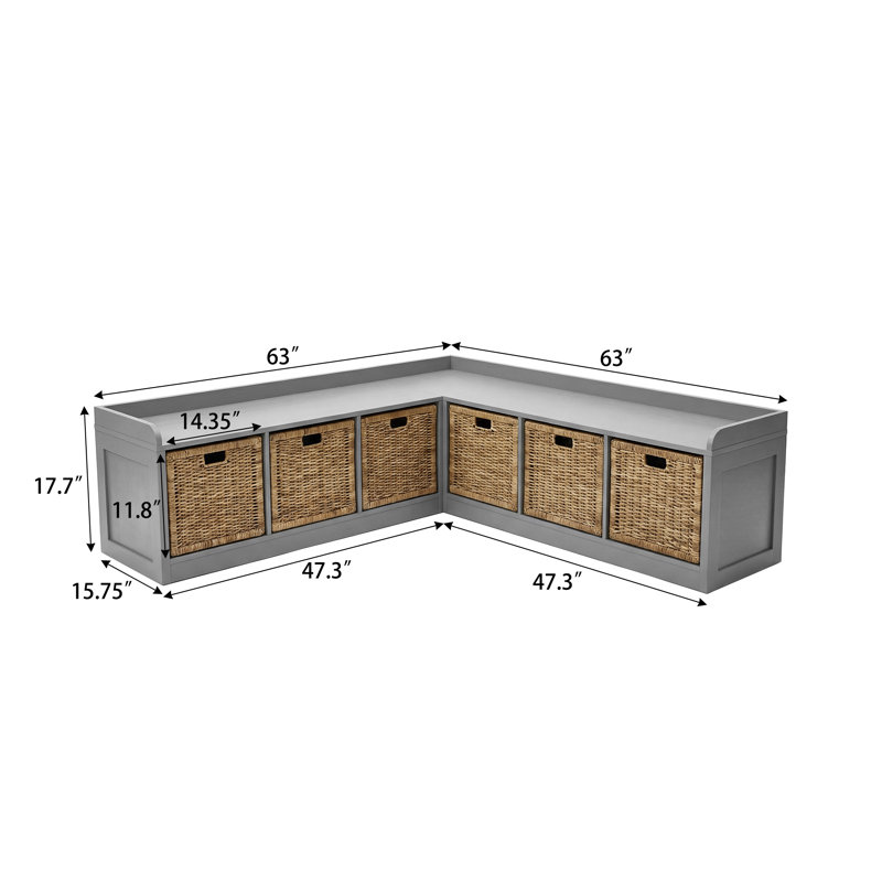 63" W Corner Bench -Shaped