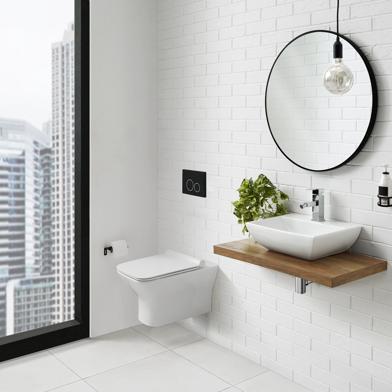 Carre Wall-Hung Elongated Toilet Bowl, White