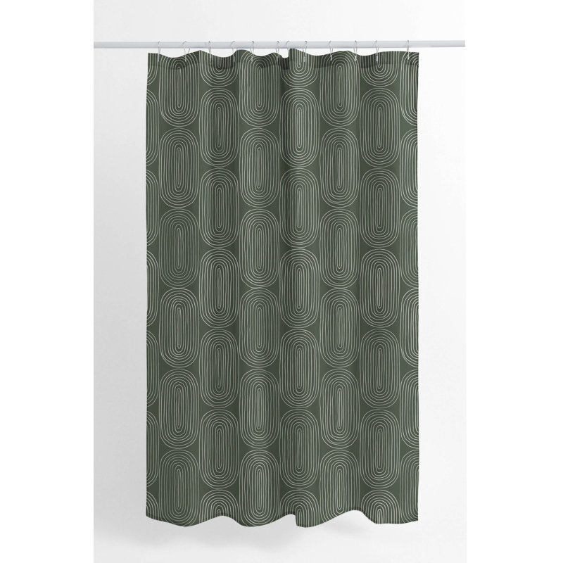 Snow Fence Ultra-Thin Lightweight Shower Curtain, Green/Chimichurri, Geometric 3
