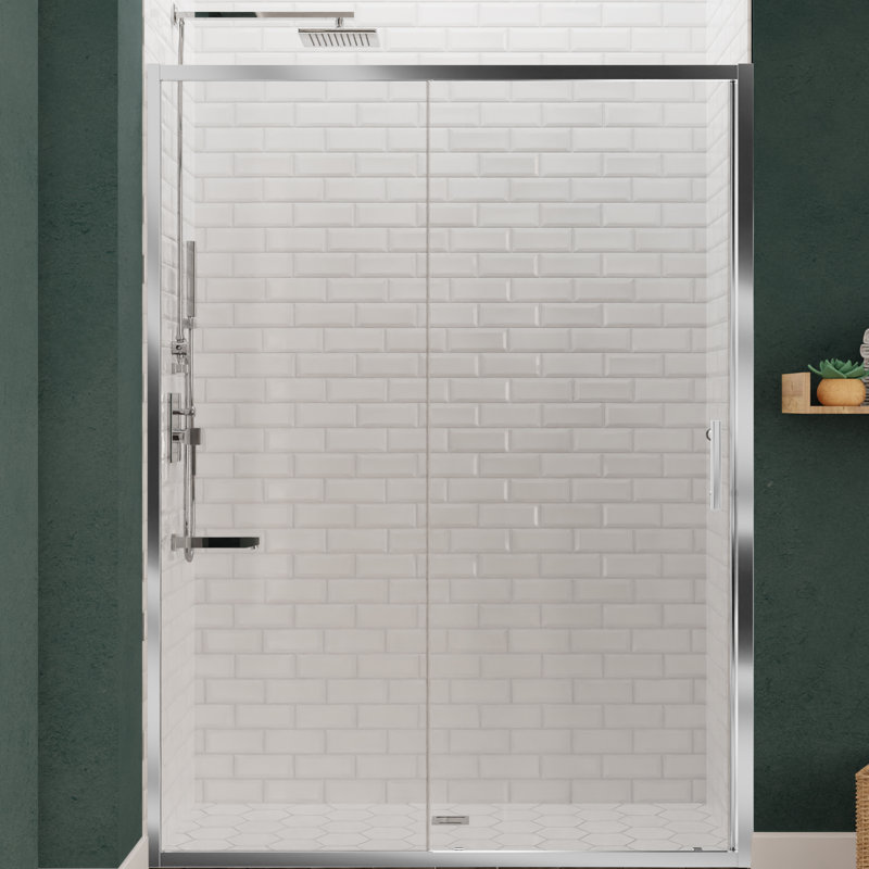 Halberd Series 48'' - W x 72'' H Single Added Door Framed Shower Door with TSUNAMI GUARD, Polished Chrome