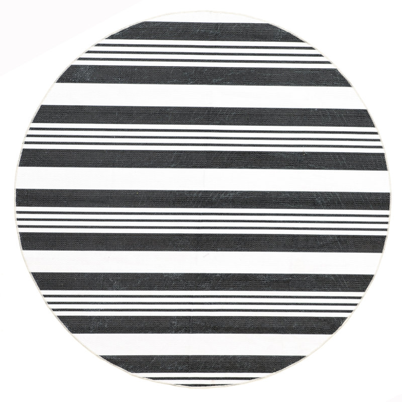 Lena SpinClean Machine Washable Striped Area Rug, Round 6'