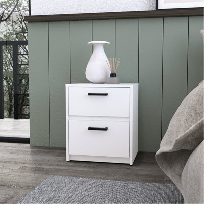 Table de chevet à 2 tiroirs Modern White