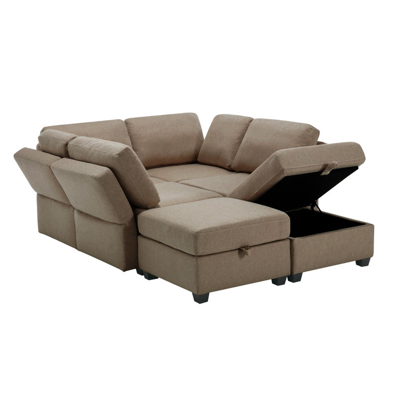 Versatile Oversized Sectional Sofa With Storage And Adjustable Features, Brown