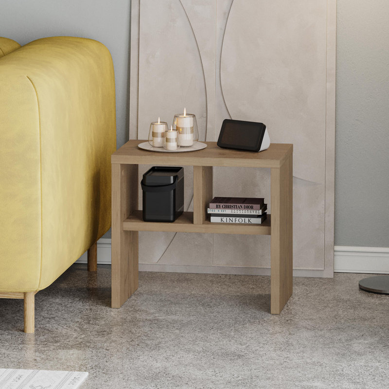 Giao Modern C-Shaped End Table for Living Room and Bedroom, Birch, Birch