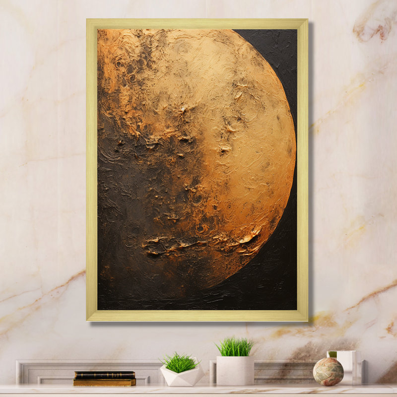 Décoration de lune en bronze I - décoration murale lune, H 44 po x l 34 po x P 1,5 po, Cadre doré simple