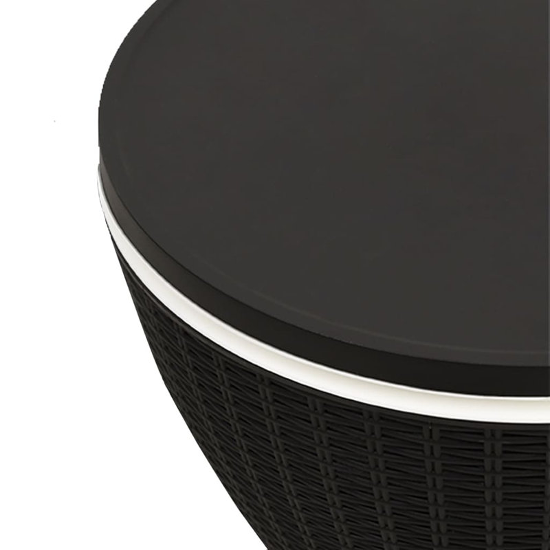 Extendable Round Polypropylene Outdoor Coffee Table, Black