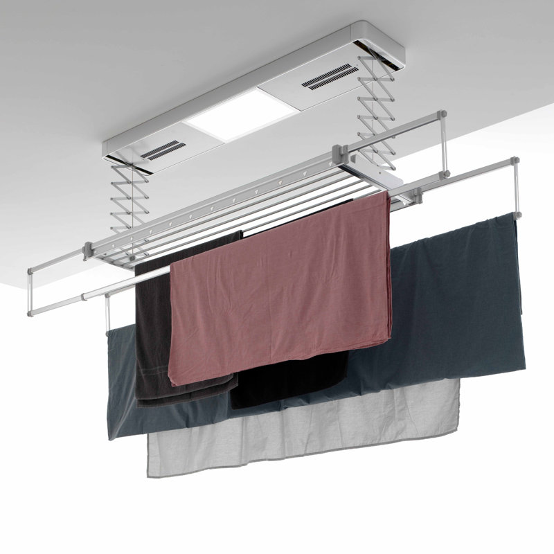 Foxydry Pro, Ceiling-Mounted Heated Clothes Drying Rack, Vertical Extendable Airer 160X52x30 cm, 180cm H x 122cm W x 53cm D