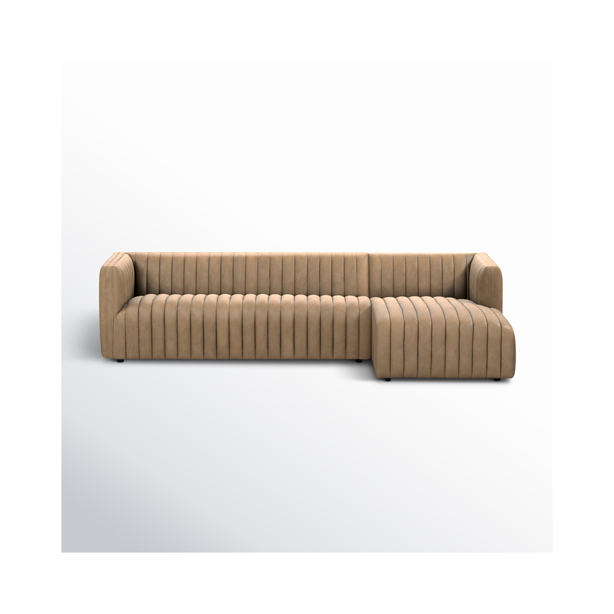 Brandt Upholstered Chaise L-Sectional, Right Hand Facing, Palermo Drift Top Grain Leather, 26.5" H x 105" W x 64" D