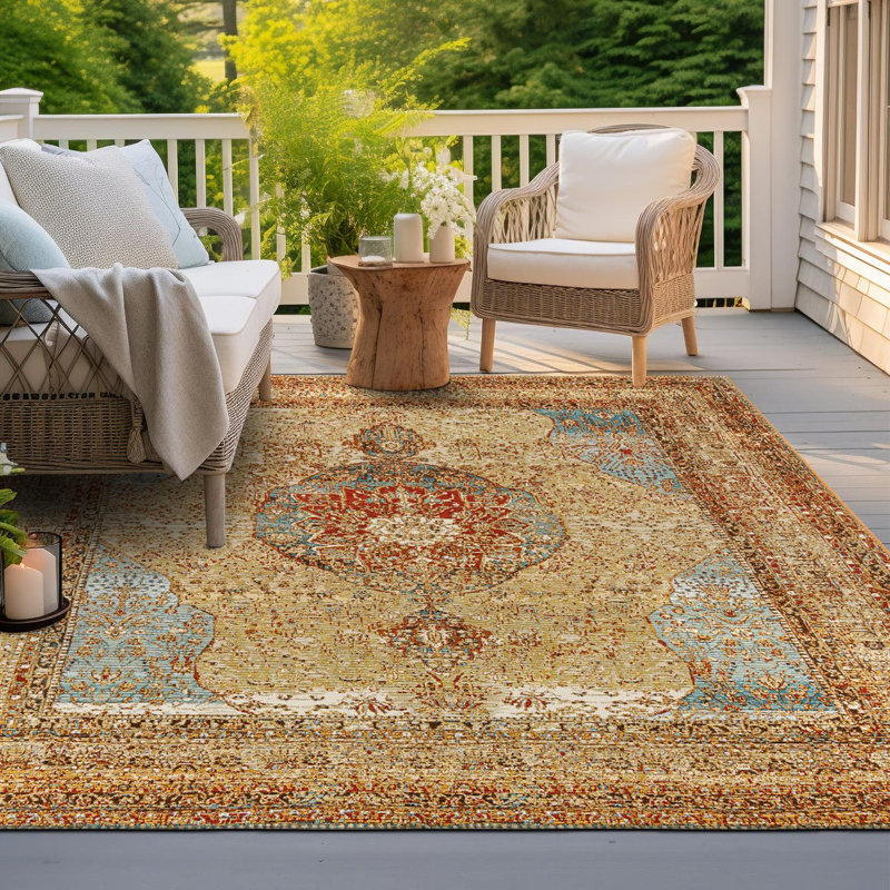 Indoor/Outdoor Traditional Area Rug, Square 10'