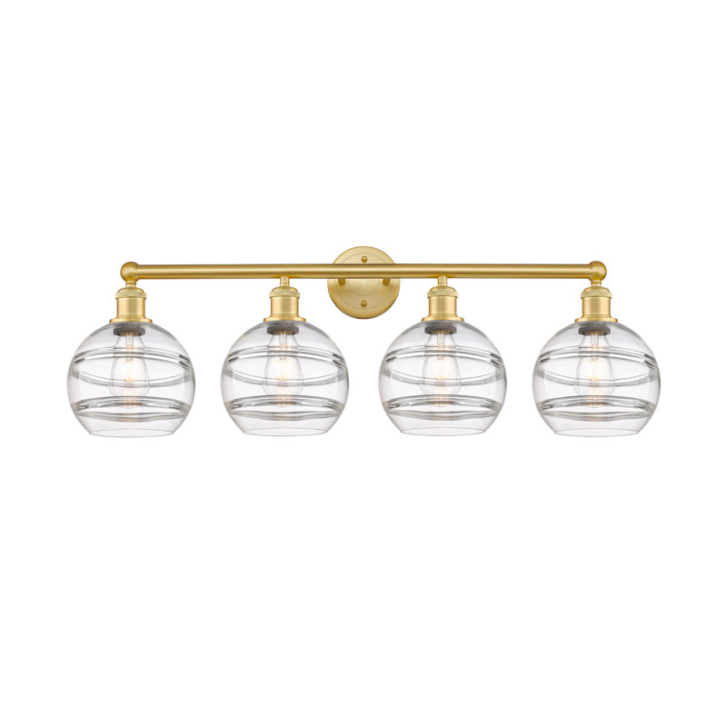 Chartoff 4 - Light Dimmable Vanity Light, Clear, Satin Gold