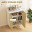 White And Natural Kitchen Cabinet With Doors Adjustable Shelves, Multipurpose For Home Storage Sideboard Buffet Functional Door Design - Function