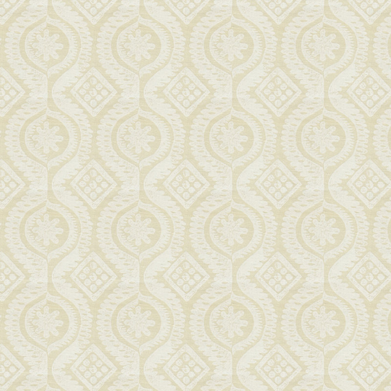 Damask Fabric, Beige/White