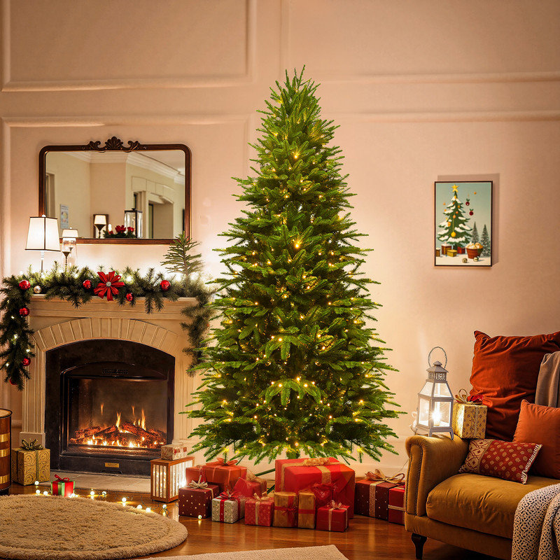 Arbre de Noël artificiel éclairé 6 pi avec base pliable, 6'