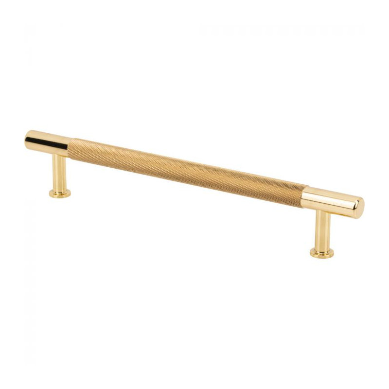 Beliza Knurled Bar Pull, Polished Brass, 6 5/16"