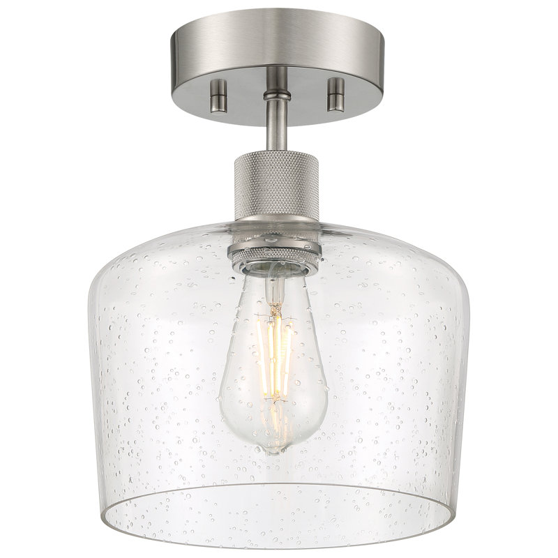Southglenn Glass Semi Flush Mount, Brushed Steel
