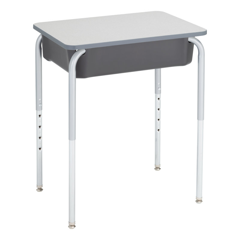 Adjustable Height Open Front Student Desk with Book Box (2 Pack), Silver Mist, Grey / Graphite