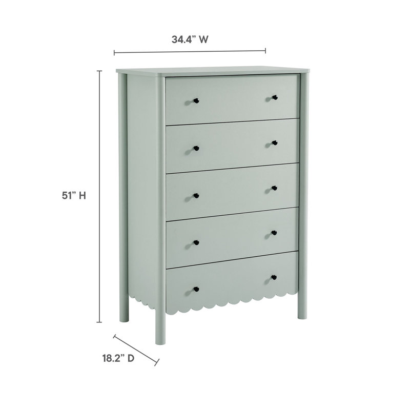 Commode 5 tiroirs Emmeline, Sauge