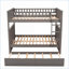 Lit superposé double en bois de pin avec lit gigogne simple - gris brossé, peu encombrant, sans sommier tapissier