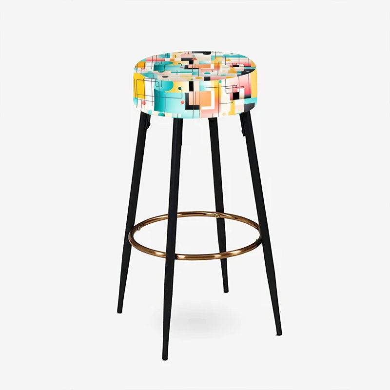 Ensemble de 2 tabourets de bar géométriques vert et rose Gridlock