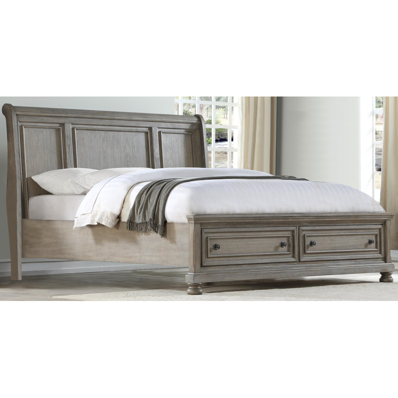 Lit avec rangement Coe, Très grand lit, Gris antique