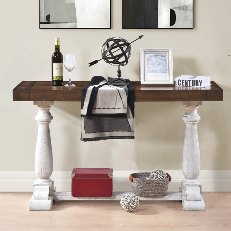 Table de canapé de style campagnard 30 "avec pieds en piédestal, console de vestibule rustique pour le salon