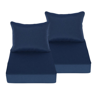 24" x 28" x 5.5" Outdoor Deep Seat & Back Cushion Set of 2, All-Weather Patio - Navy Blue