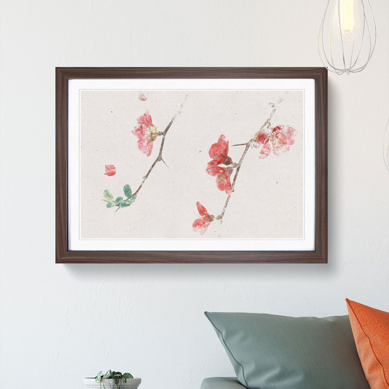 Pink Flowers & Thorns - Framed Print, Walnut Framed, 33cm H x 45cm W x 2cm D
