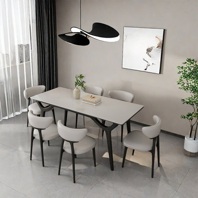 Minimalist family rock plate dining table sets