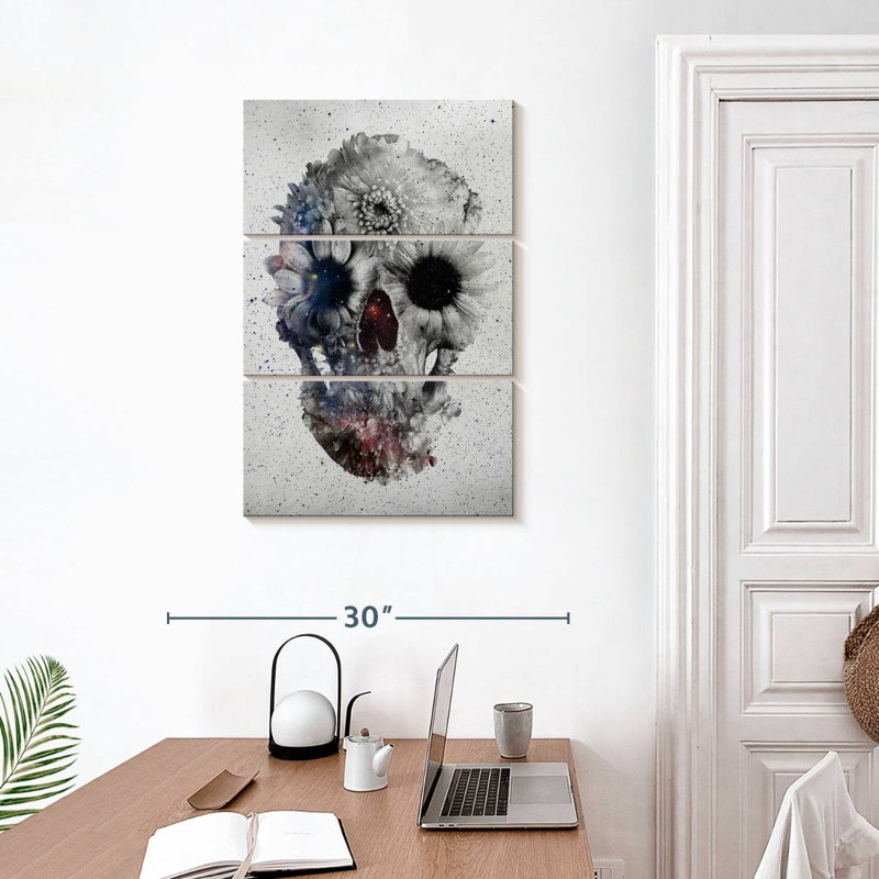 Crâne floral Kerner IV, H 32 po x l 20 po