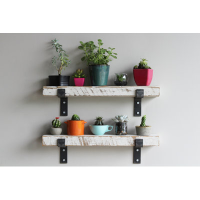Tablette décorative en bois massif 2 pièces Brennon
