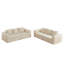 Ensemble de canapé Minimalist 3 + 3 places en velours côtelé avec lignes courbes et dossier légèrement incliné, livré avec 6 coussins décoratifs en forme de corne beige