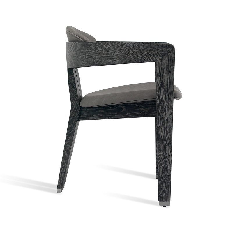 Maryl Upholstered Arm Chair, Charcoal Ceruse, Distressed Charcoal