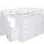 Lit mezzanine double en bois avec placard intégré, armoire et tiroirs, blanc-121070179