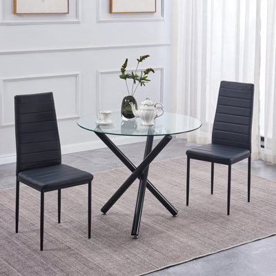 Dayvion 2 - Person Glass Top Three Leg Dining Set