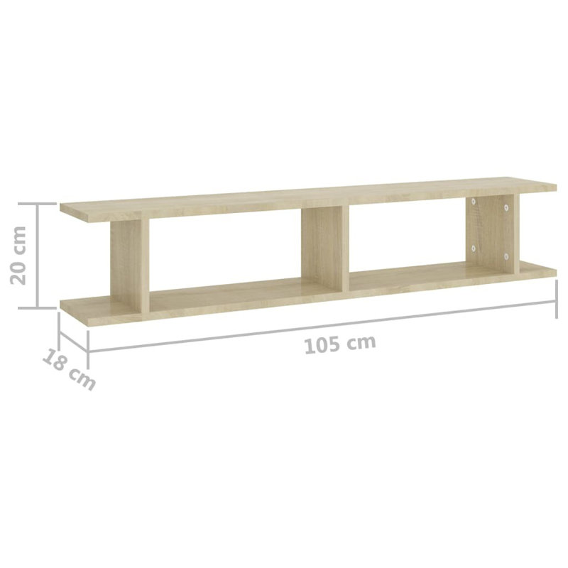 Averyonna 2 Piece Floating Shelf, Sonoma Oak, 20cm H x 105cm W x 18cm D