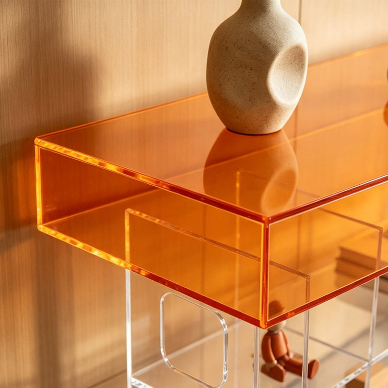 Console en acrylique, H 33,46 po x l 39,37 po x P 13,78 po