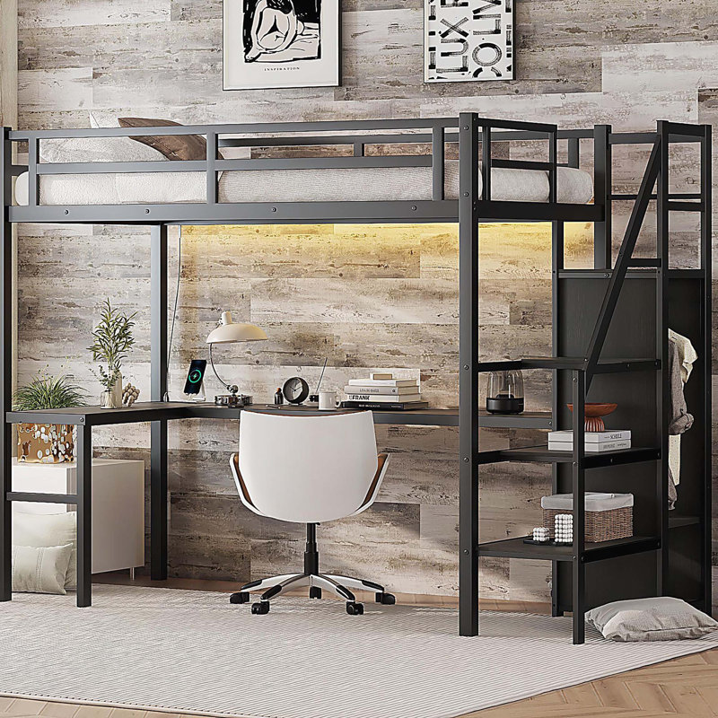 Versatile Metal Loft Bed With Multiple Functionalities For All Ages, Twin