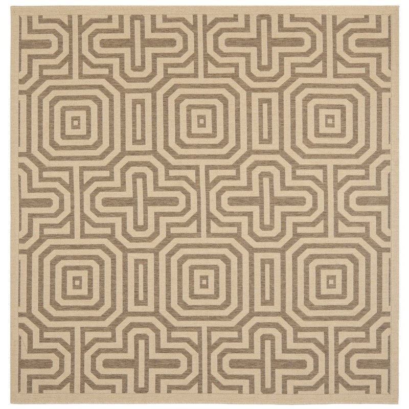 Arneshia Geometric Brown/Natural Indoor / Outdoor Area Rug, Square 6'7"