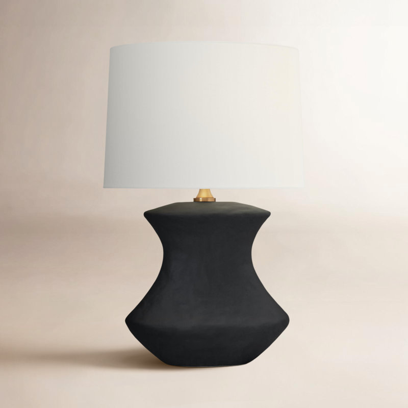 August Ceramic Table Lamp, Rough Black