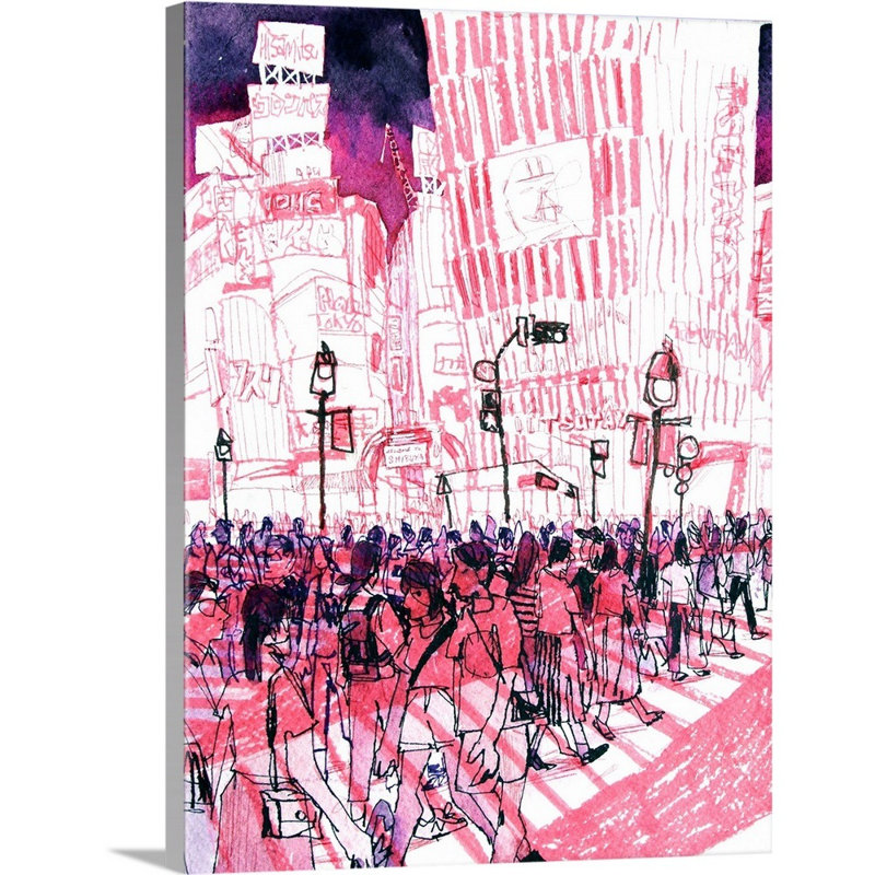 Traversée Shibuya-Tokyo, Japan par Eleanor Doughty-impression sur toile, H 16 po x l 12 po x P 1,25 po, Toile tendue