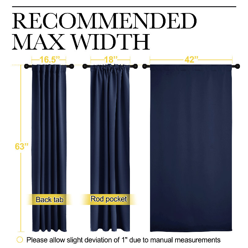 Blackout Curtains for Living Room, Thermal Insulated Solid Window Panels, Room Darkening Drapes for Bedroom/Kitchen, 2 Pieces