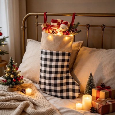 Chaussettes de Noël géantes, grande capacité, 87 x 43 cm, à suspendre au sapin, au foyer ou pour décorer la maison pendant les fêtes.