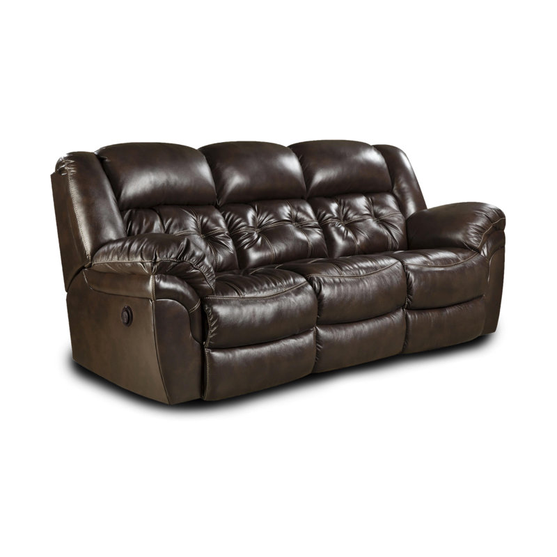 Marlayne Upholstered 93'' Reclining Sofa, Dark Brown, Power
