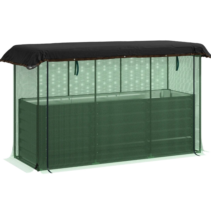 Wooden Planter,Raised Garden Bed,With Trellis, Hanging Roof, Plant Shelf, Drainage Holes And Bed Liner