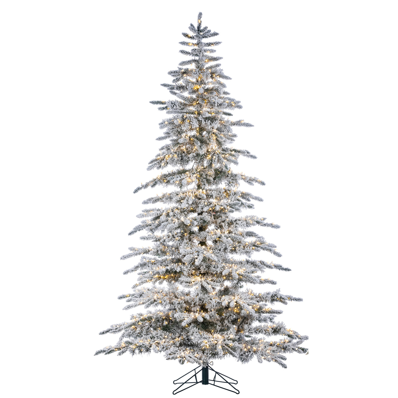 Majestic Led Flocked Mountain Pine With Instant Glow Power Pole, 7.5' H