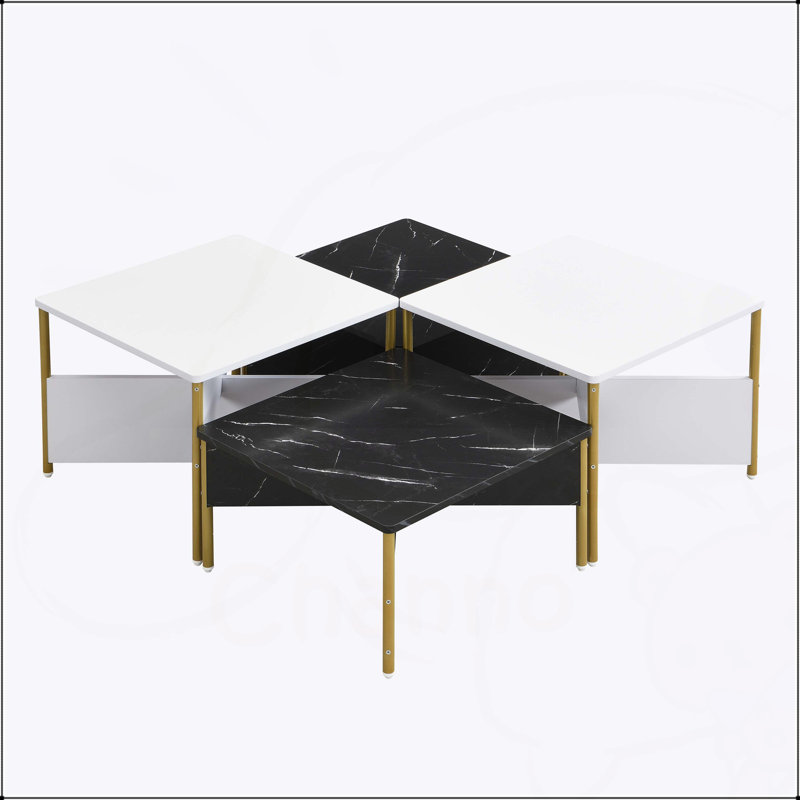 Ensemble de 4 tables basses Modern Modern, Noir, blanc, H 15,7 po x L 39,4 po x l 39,4 po