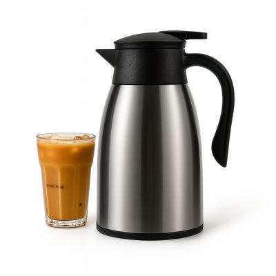 Carafe à café thermique, 34 oz / 1,0 l, distributeur de boissons chaudes 12 heures, extérieur en acier inoxydable, carafe pour liquides chauds, carafes à café pour garder le café et le thé chaud, distributeur pour les fêtes