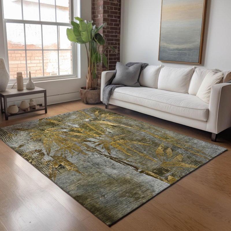 Machine Washable Indoor/Outdoor Bernadette ACN2222 Botanical Rug, Rectangle 2'6" x 3'10"