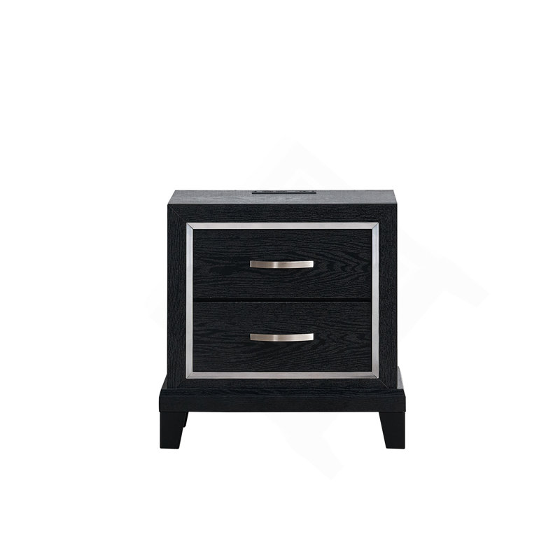 Table de chevet 2 tiroirs avec prises CA / USB