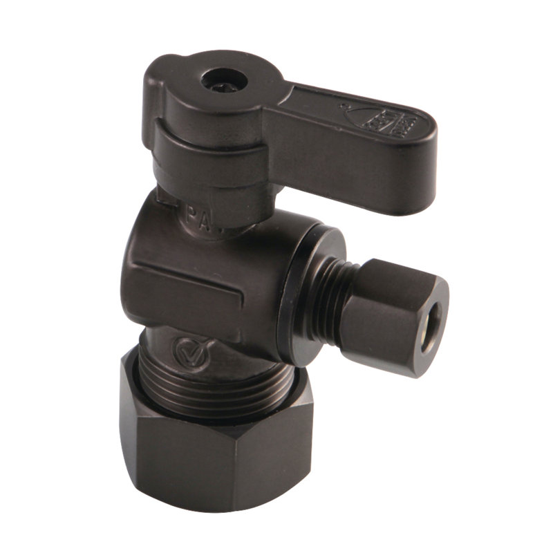 Kingston Brass 5/8-Inch OD Comp x 1/4-Inch OD Comp Quarter-Turn Angle Stop Valve, Oil Rubbed Bronze